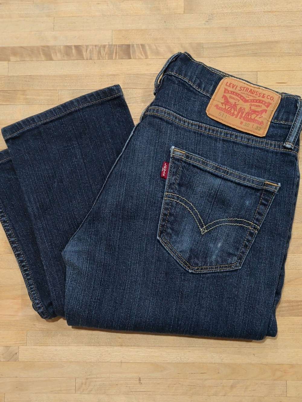 Levi's 511 Five Pocket Straight Leg Jeans Dark Indigo Blue W30 L32
